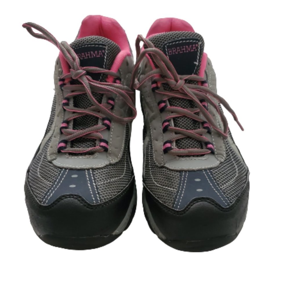 Brahma Women's Sarah Steel Toe Low Work Safety Shoe Gray/Pink Size USA 10 - Picture 3 of 12